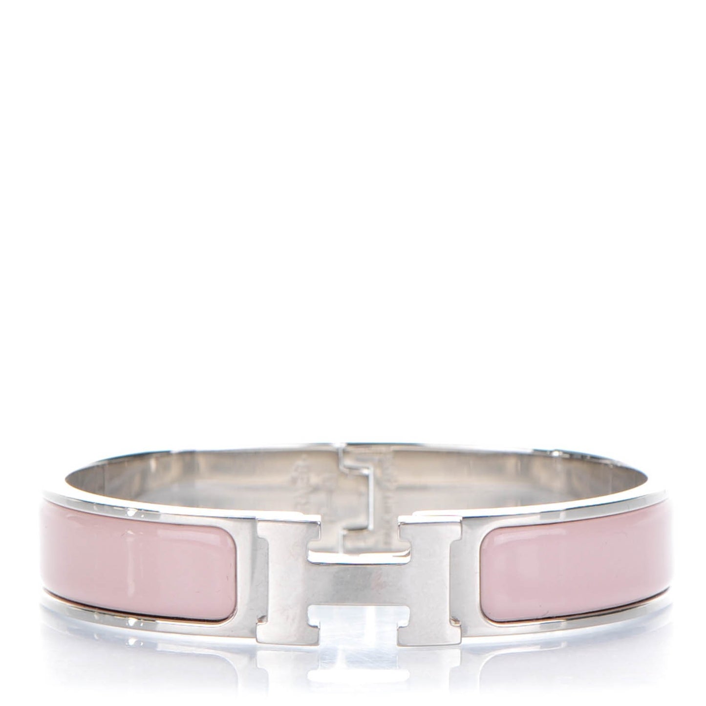 Enamel Narrow Clic Clac H Bracelet PM Rose Poudre