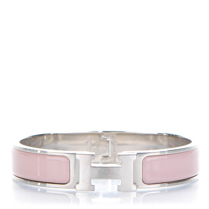 Hermes Enamel Narrow Clic Clac H Bracelet PM Rose Poudre 1 of 6