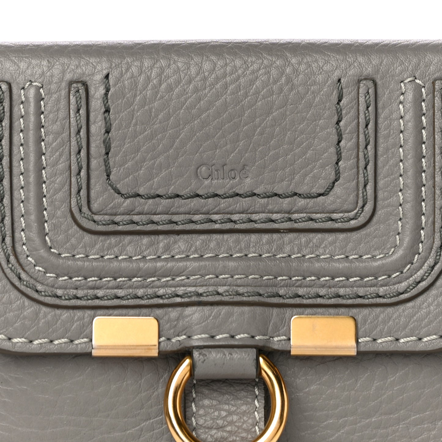 Grained Calfskin Marcie Square Wallet Cashmere Grey