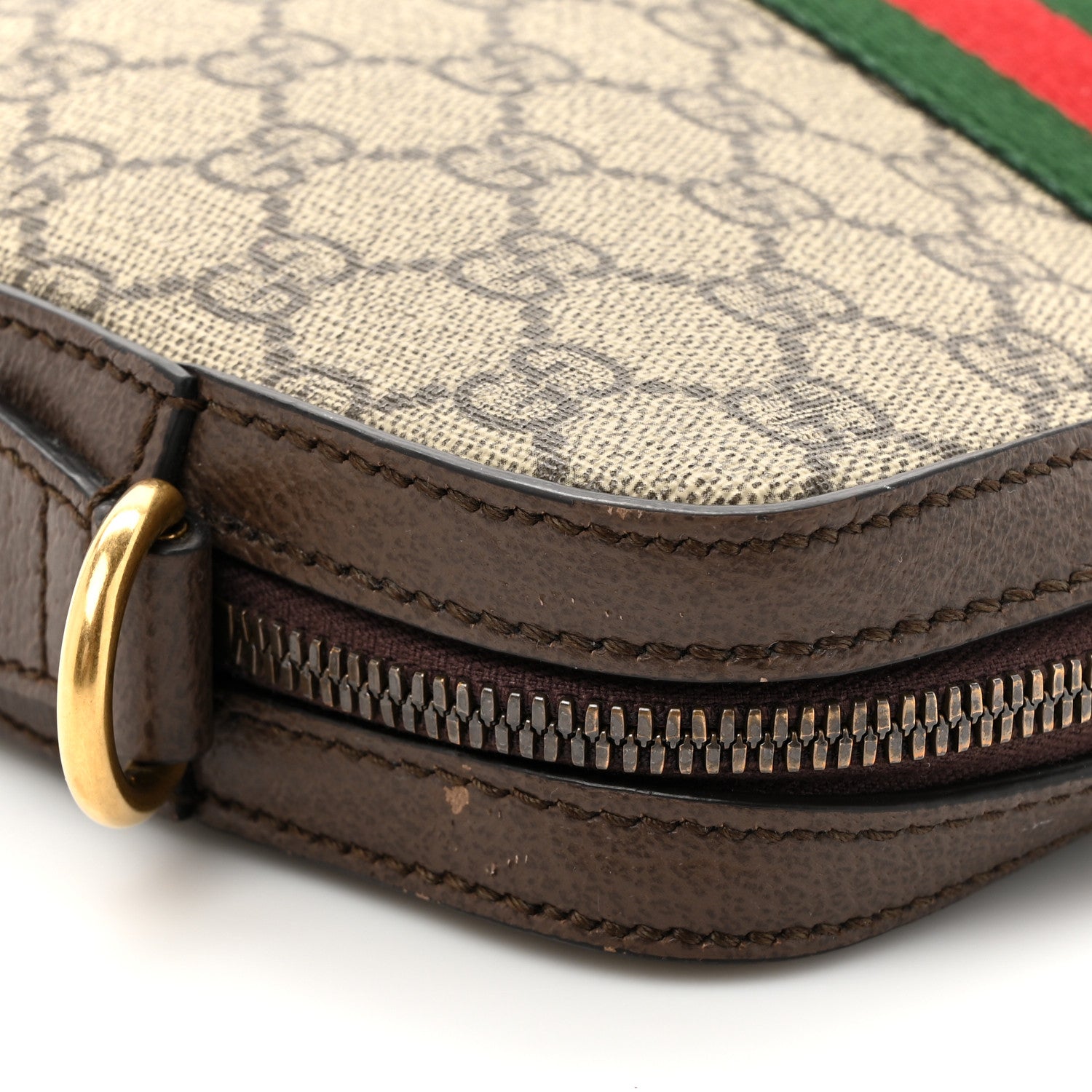 Gucci GG Supreme Monogram Textured Dollar Calfskin Web Ophidia Wristlet Shoulder Bag Beige Ebony New Acero 13 of 13
