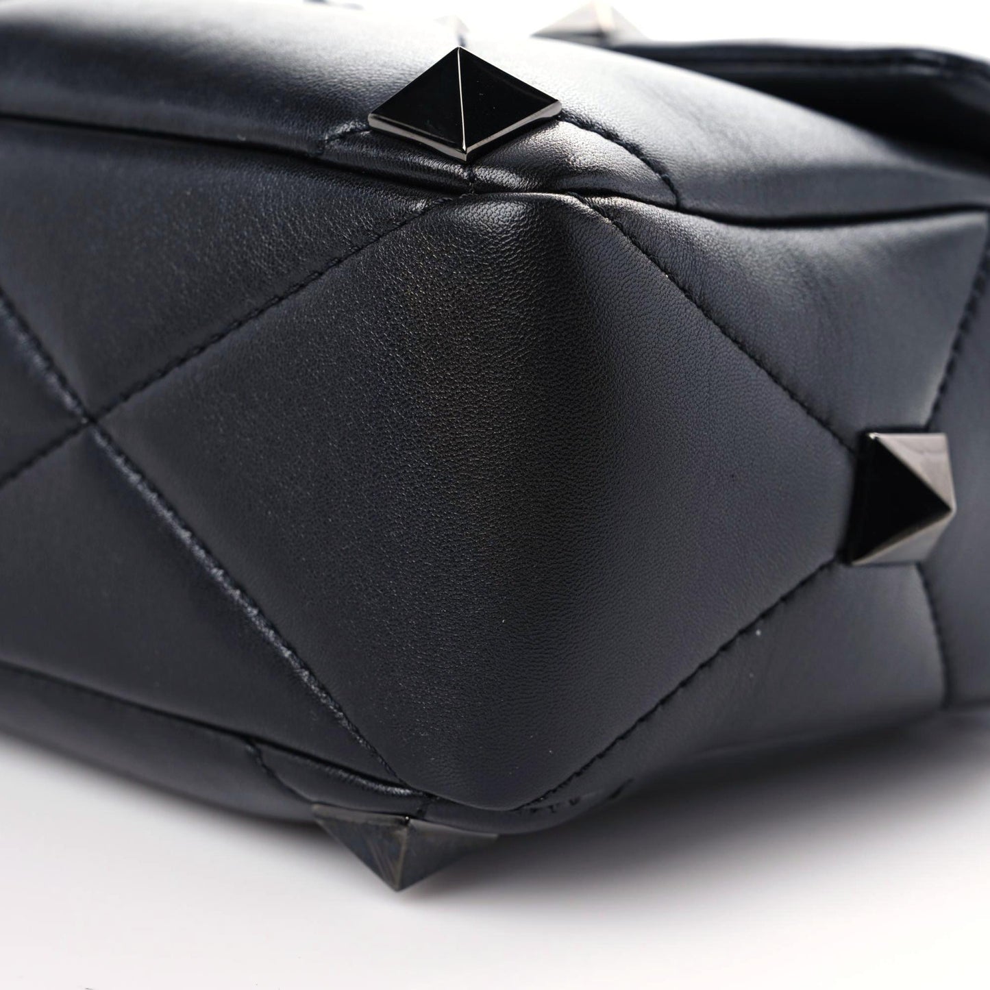 Nappa Monochrome Large Roman Stud Shoulder Bag Black