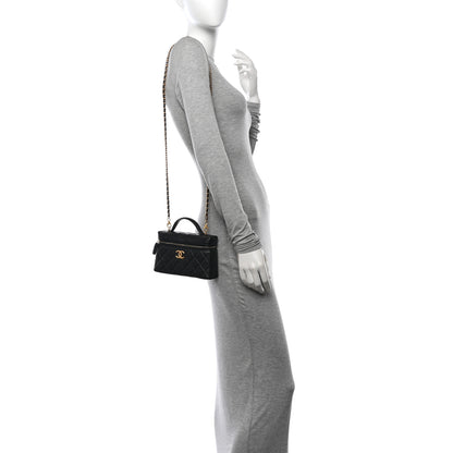 Chanel Caviar Quilted Top Handle Clutch With Chain Black 2 of 11
