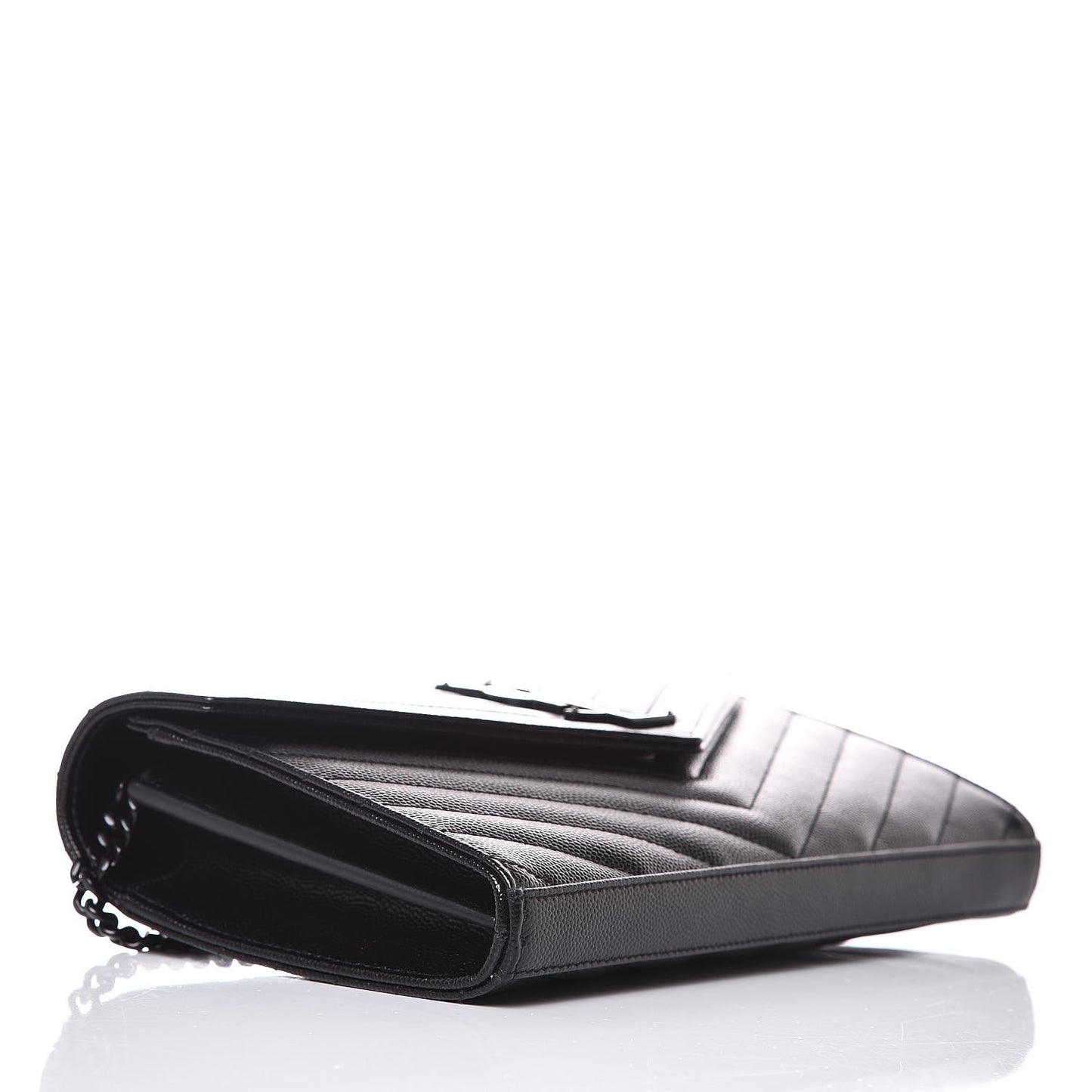 Grain De Poudre Matelasse Chevron Monogram Chain Wallet Black