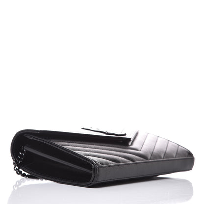 Saint Laurent Grain De Poudre Matelasse Chevron Monogram Chain Wallet Black 4 of 6