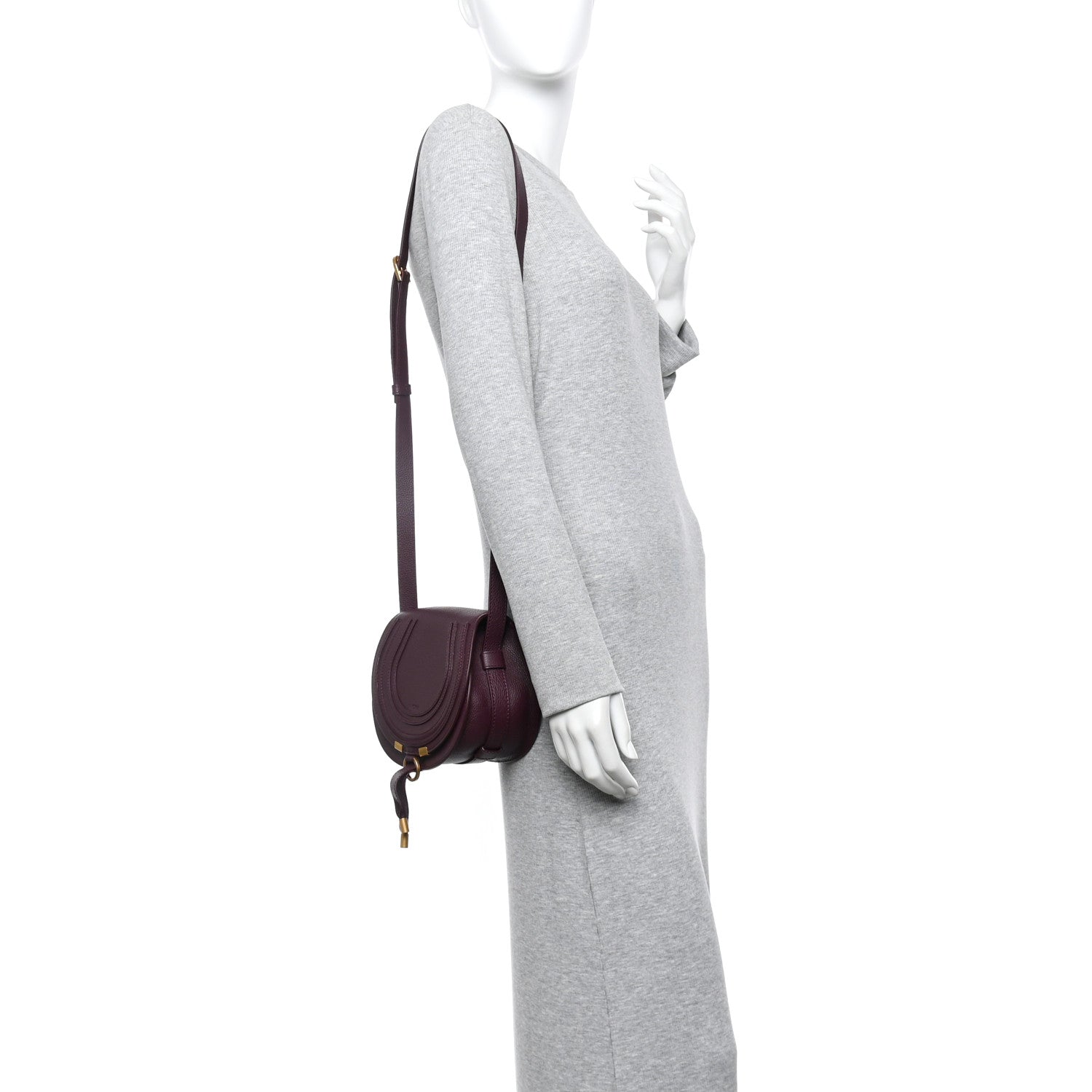 Chloe Grained Calfskin Small Marcie Saddle Bag Dimness Purple 2 of 11