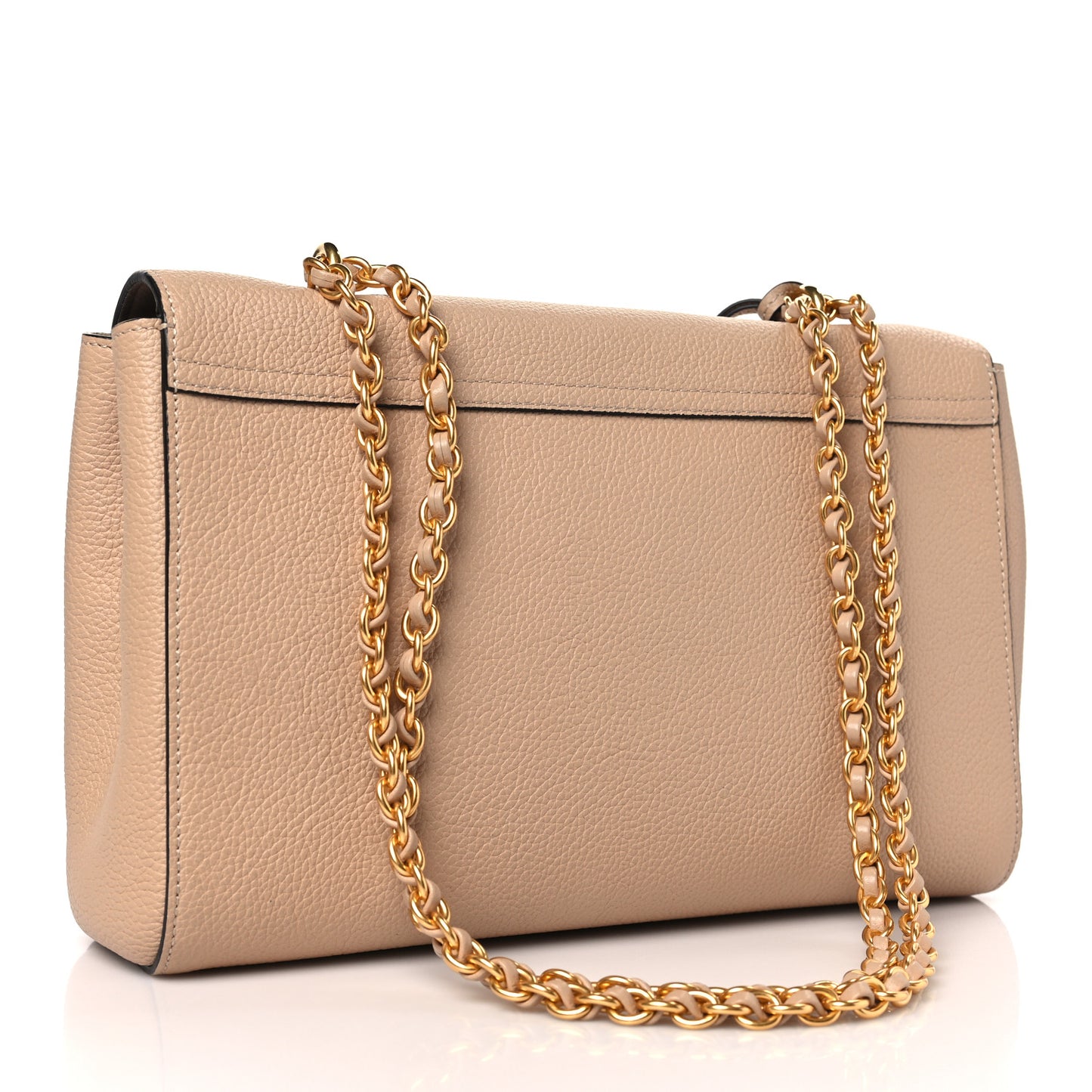 Small Classic Grain Calfskin Medium Lily Flap Beige