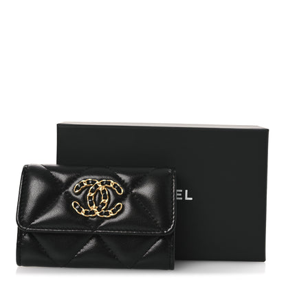 Chanel Lambskin Quilted Chanel 19 Flap Card Holder Black 9 of 9