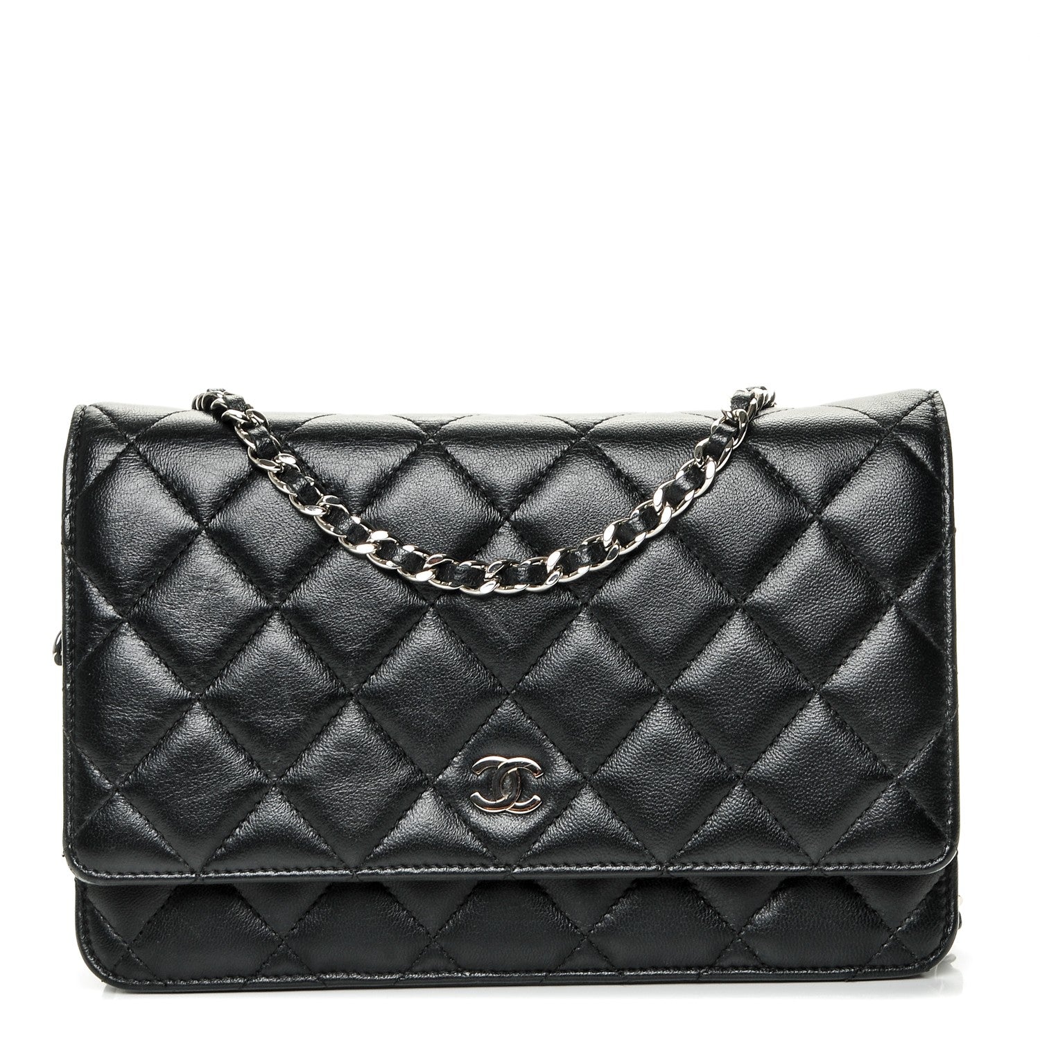 Chanel Lambskin Quilted Wallet On Chain WOC Black 1 of 7