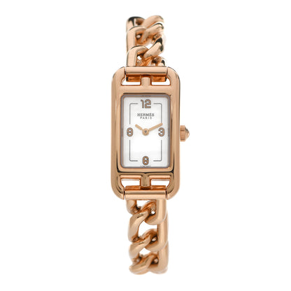 Hermes 18K Rose Gold Mother of Pearl 17mm Nantucket Quartz Watch 1 of 5