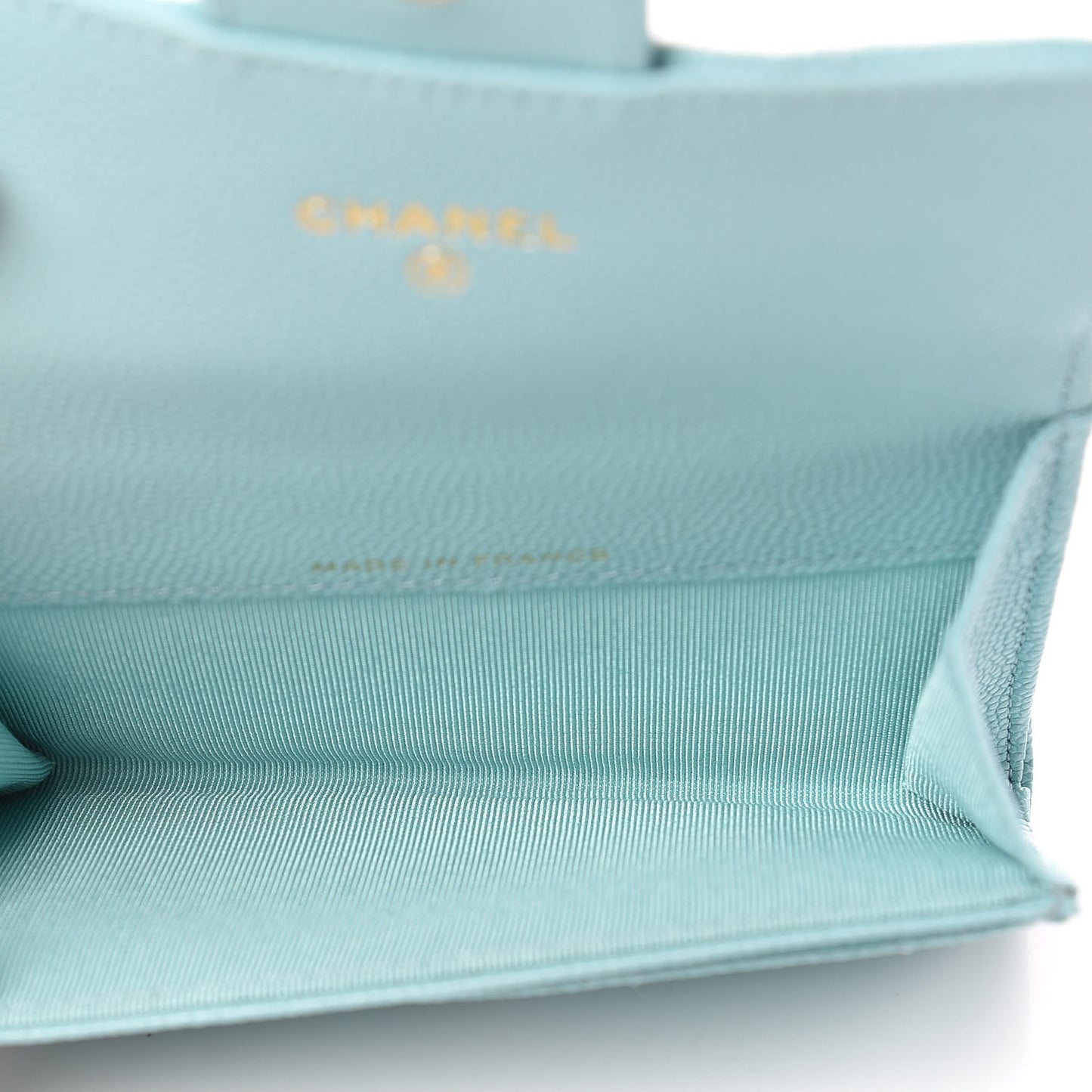 Caviar Quilted Flap Card Holder Turquoise