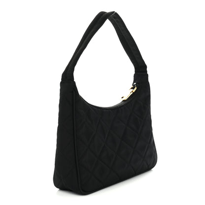 Prada Tessuto Nylon Stitched Shoulder Bag Black 3 of 10