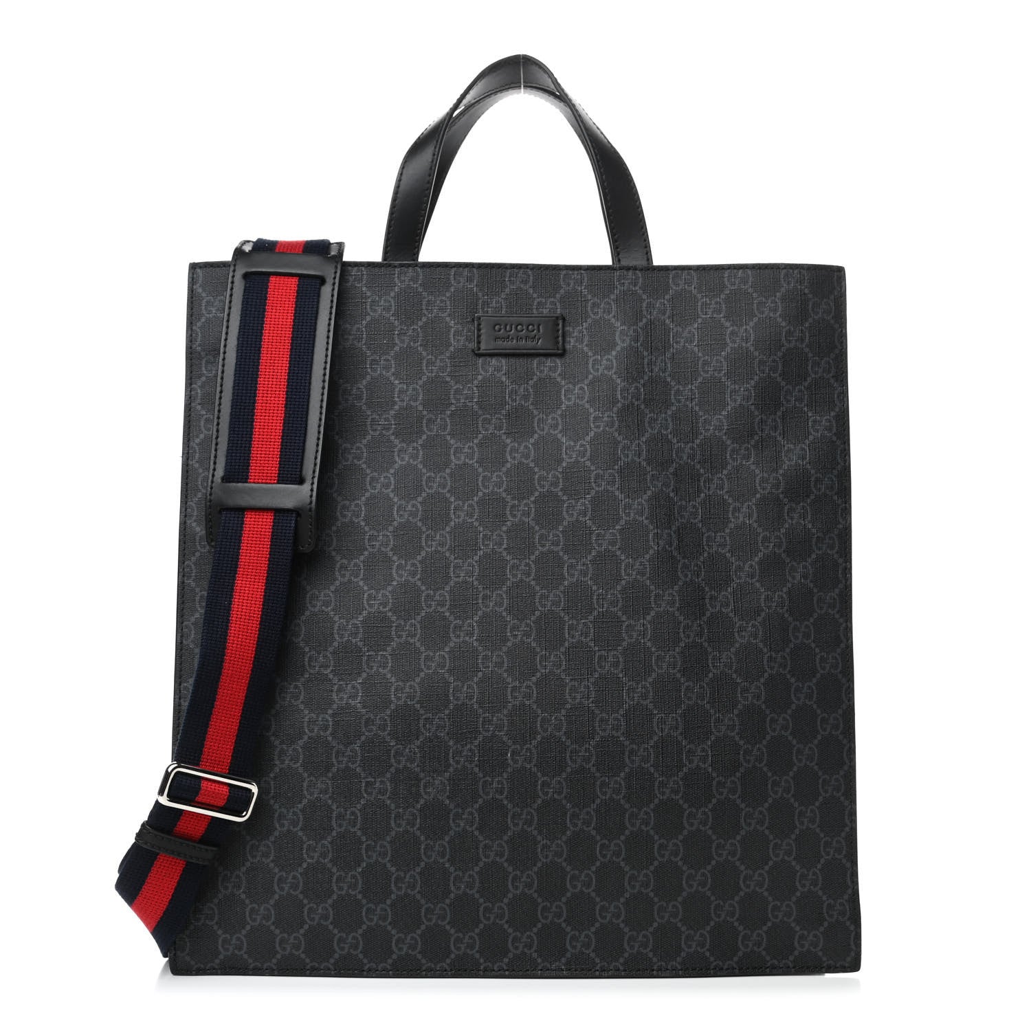 Gucci Soft GG Supreme Monogram Appia Calfskin Web Vertical Tote Black 1 of 4
