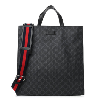 Gucci Soft GG Supreme Monogram Appia Calfskin Web Vertical Tote Black 1 of 4
