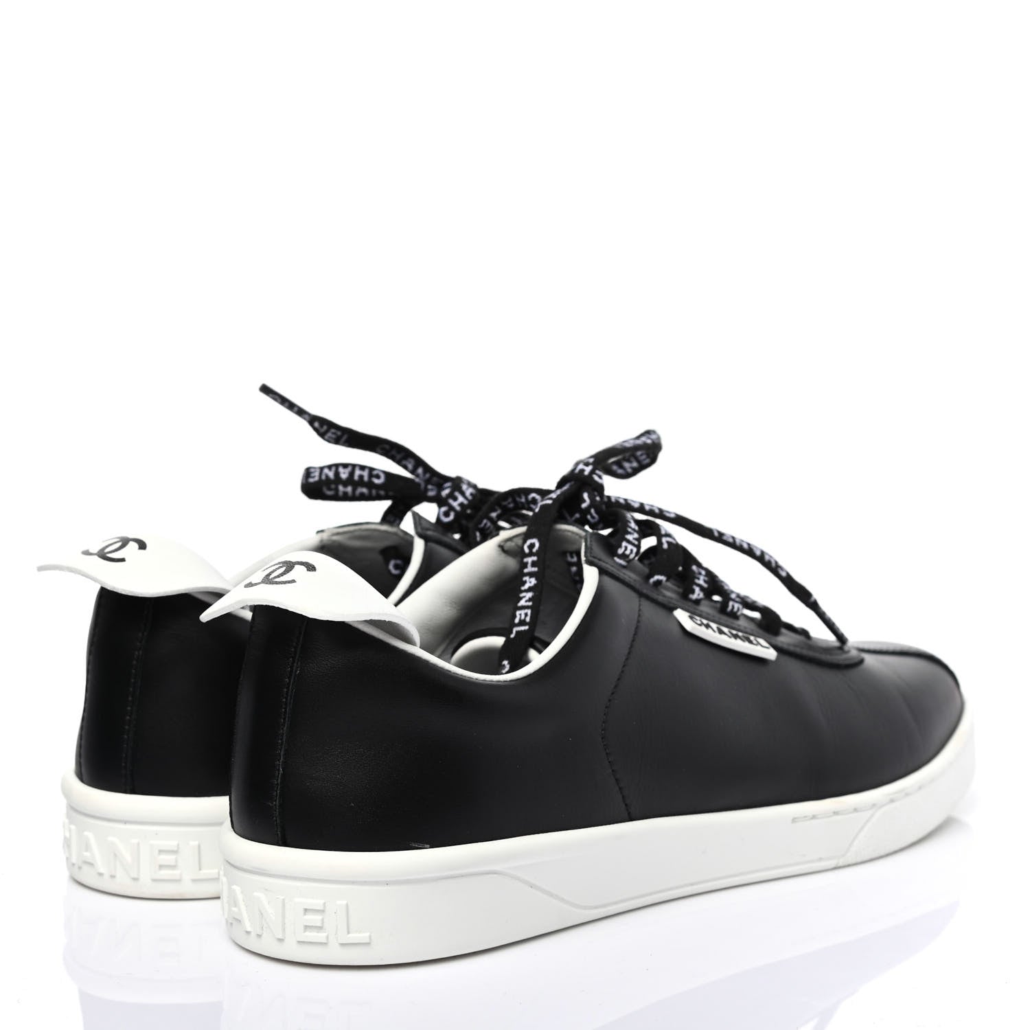 Chanel Calfskin CC Womens Sneakers 39.5 Black 3 of 4