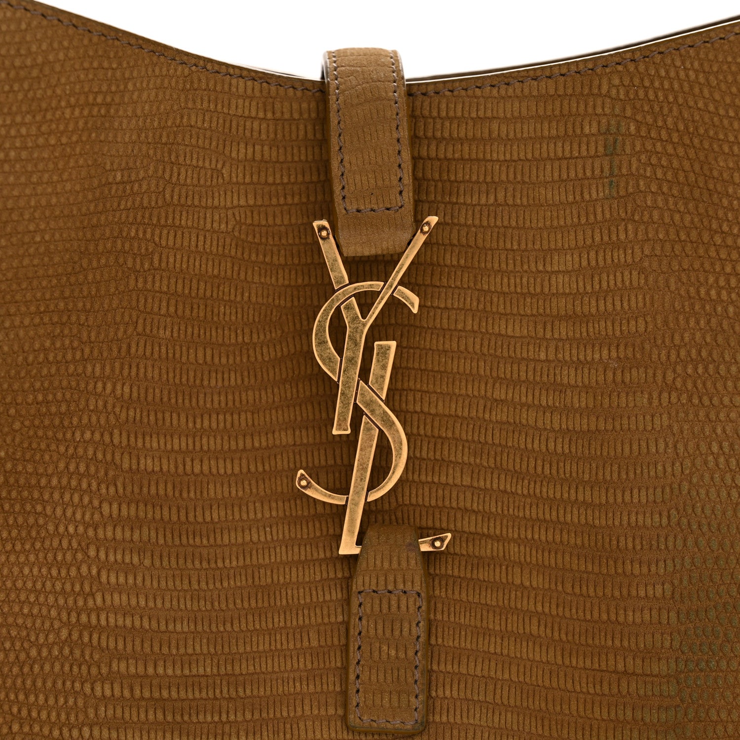 Saint Laurent Calfskin Lizard Embossed Small Le 5 A 7 Soft Hobo Dark Pistachio 12 of 12