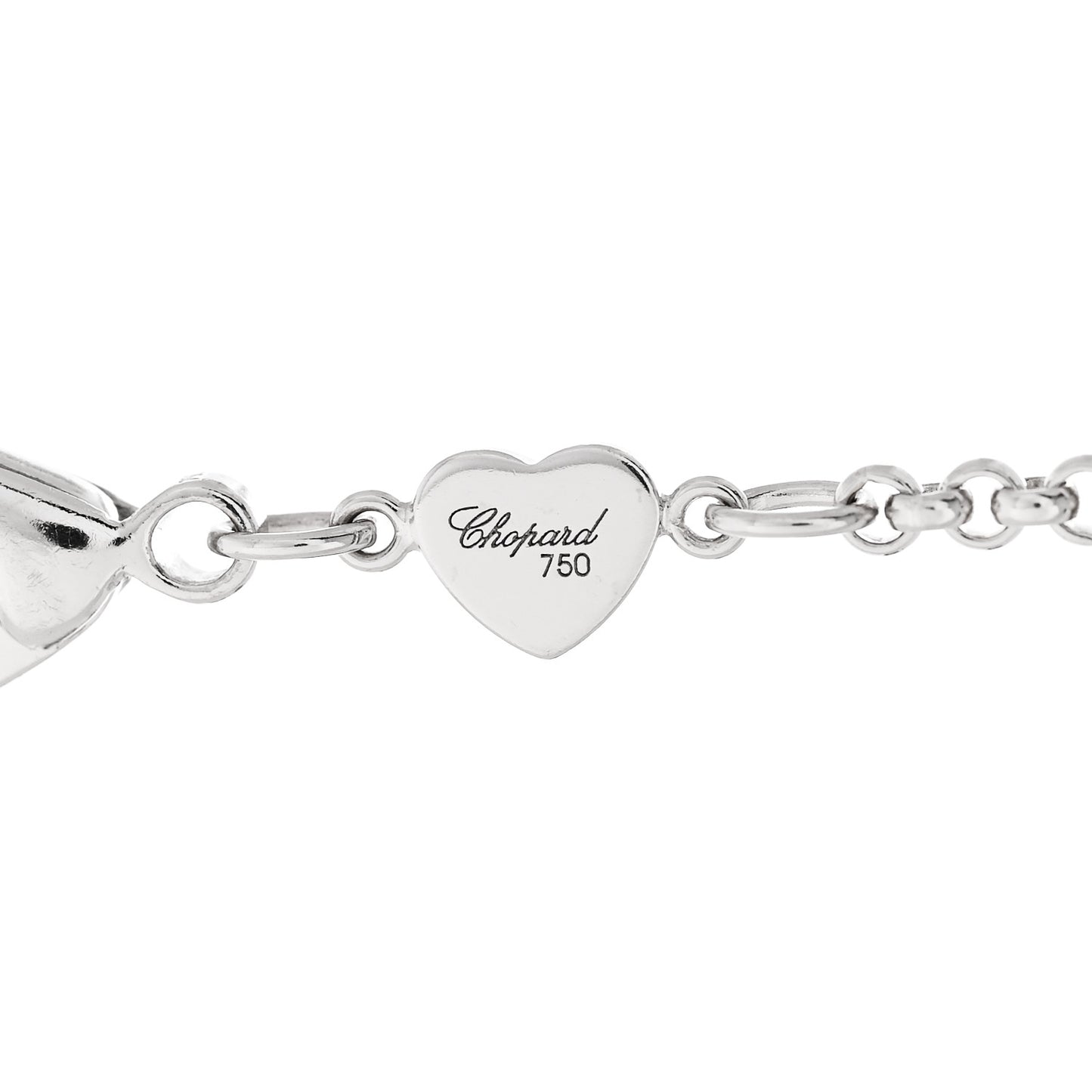 18K White Gold Diamond Happy Hearts Chain Charm Bracelet