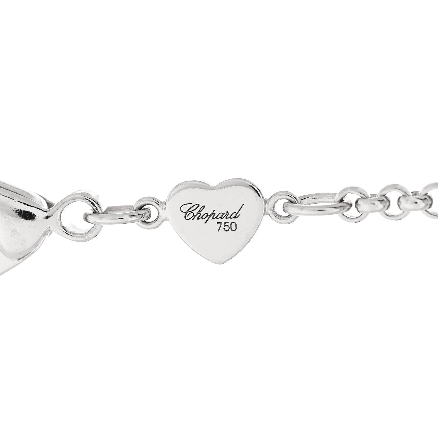 Chopard 18K White Gold Diamond Happy Hearts Chain Charm Bracelet 4 of 5