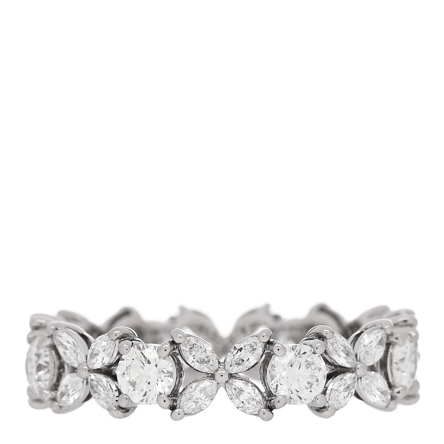 Tiffany Platinum Diamond Victoria Alternating Band Ring 54 6.75 1 of 5