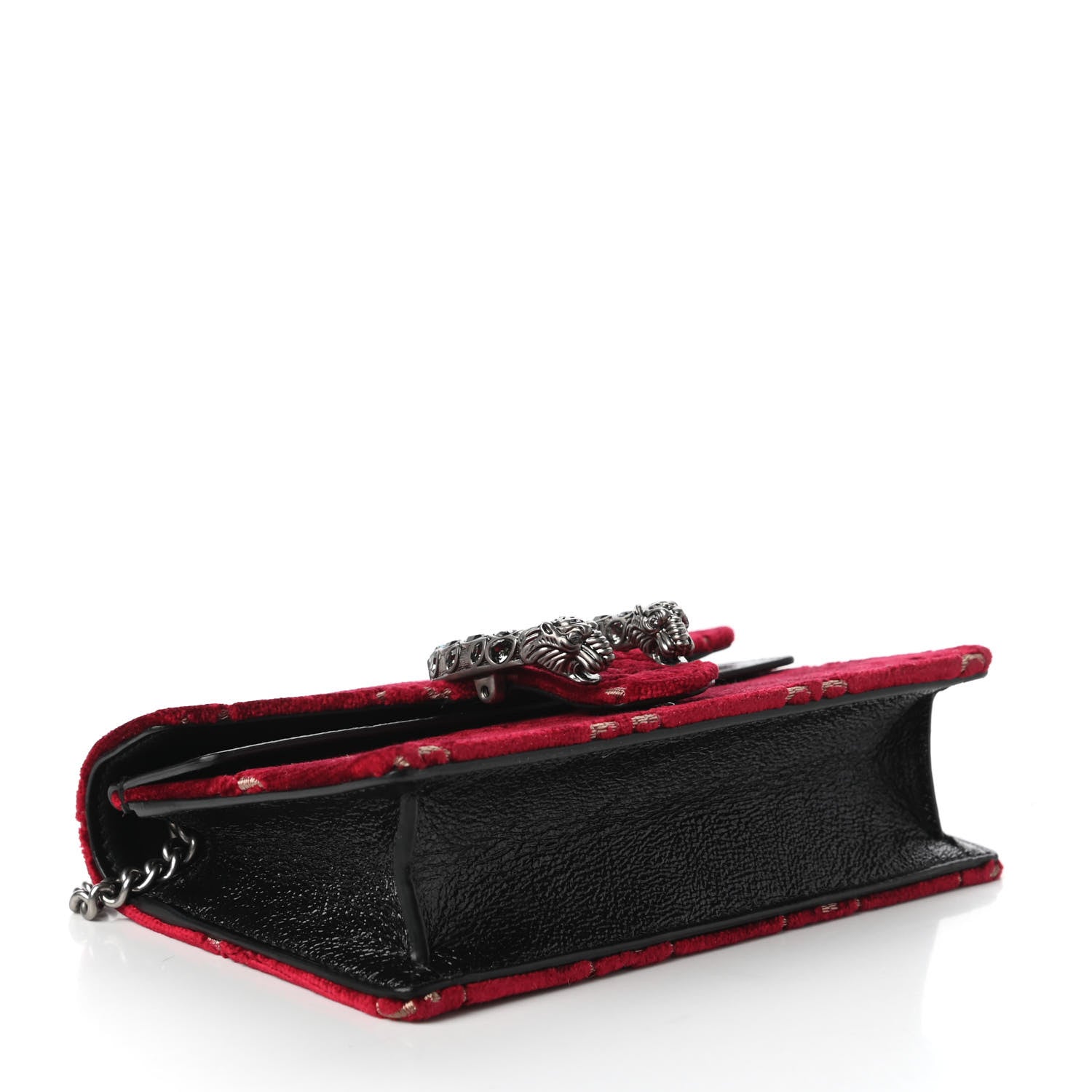 Gucci Velvet GG Monogram Super Mini Dionysus Shoulder Bag Red Cipria Black 4 of 9