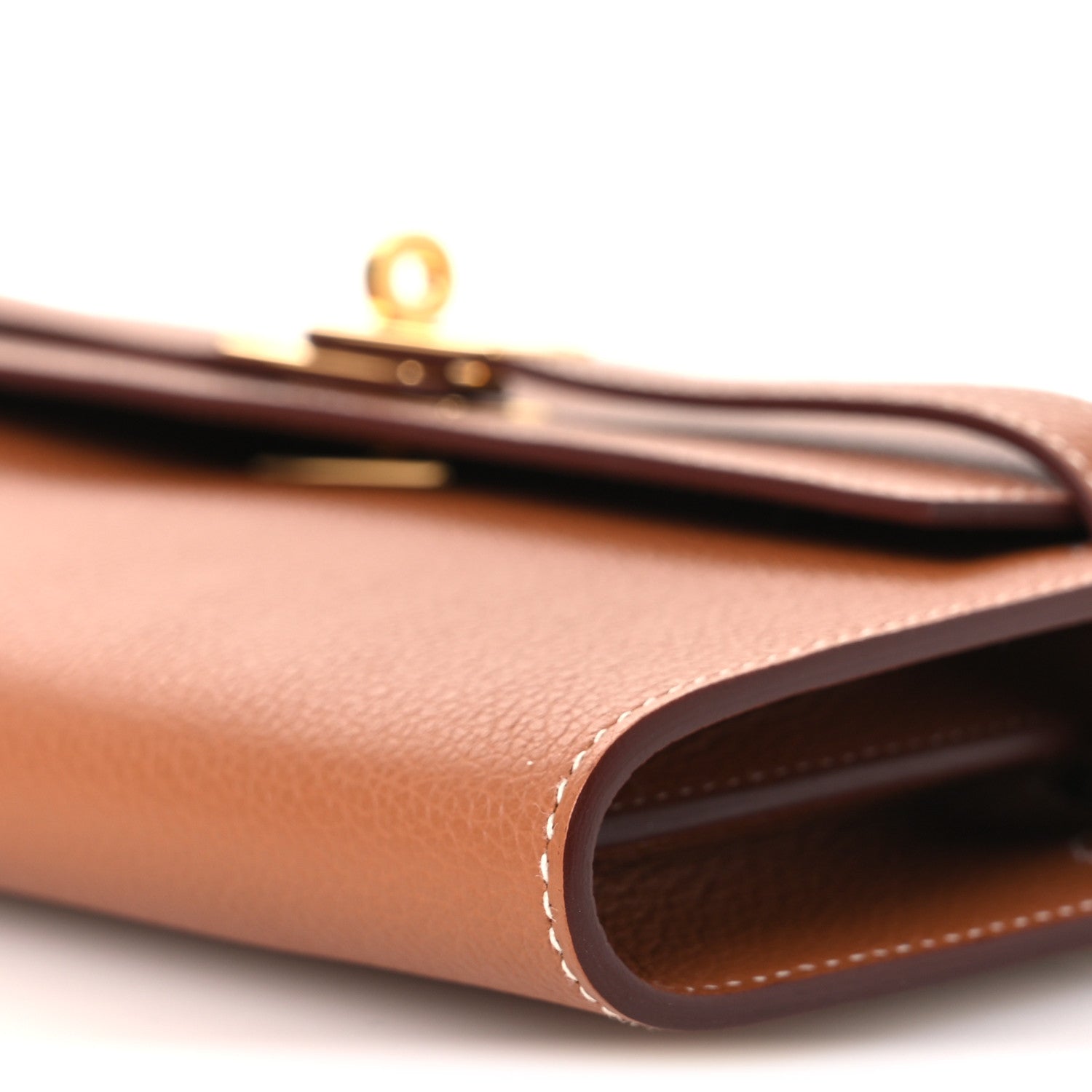 Hermes Evercolor Kelly Wallet To Go Gold 9 of 12