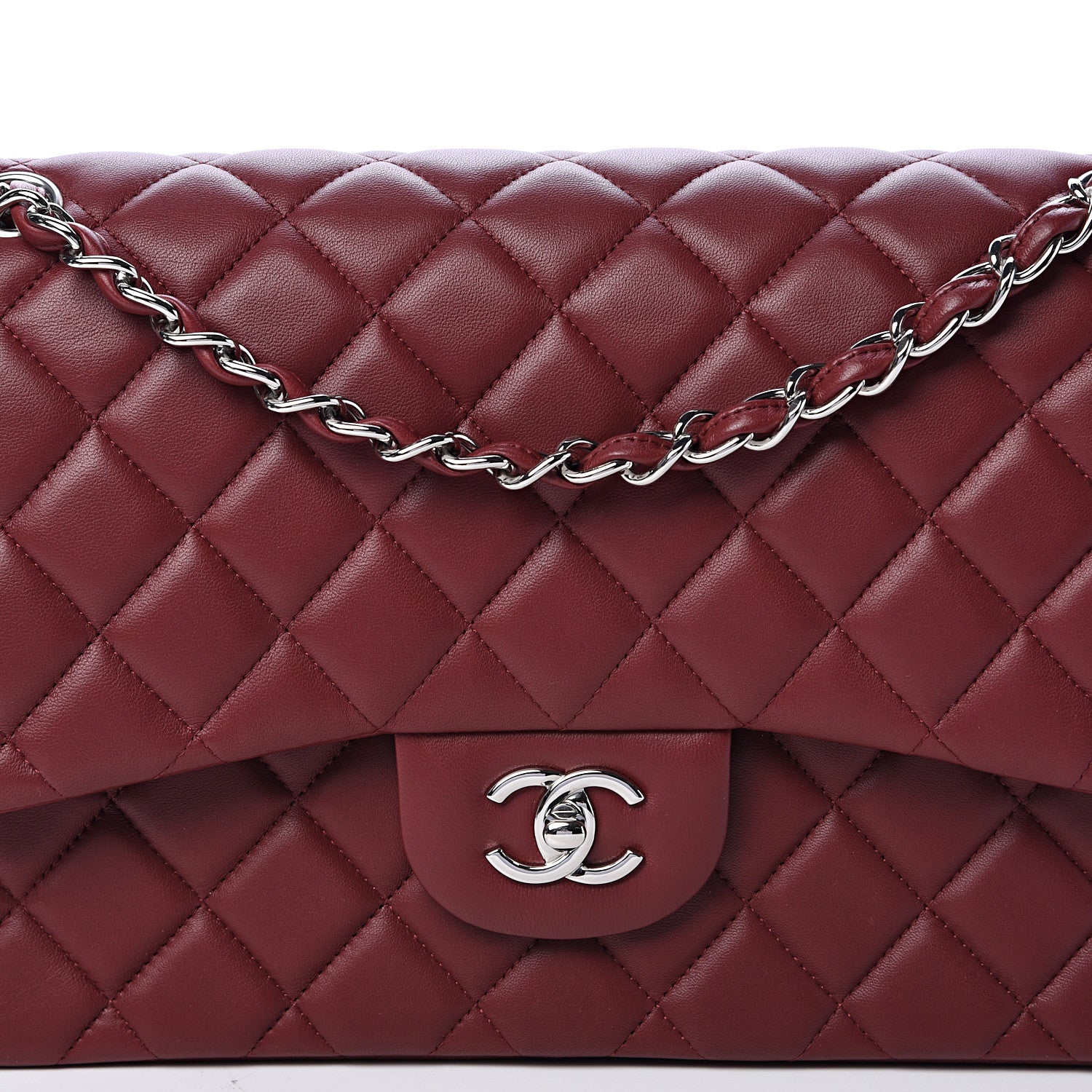 Chanel Lambskin Quilted Jumbo Double Flap Burgundy 9 of 13
