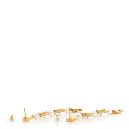 Chanel Crystal Pearl CC Star Drop Earrings Gold 4 of 4