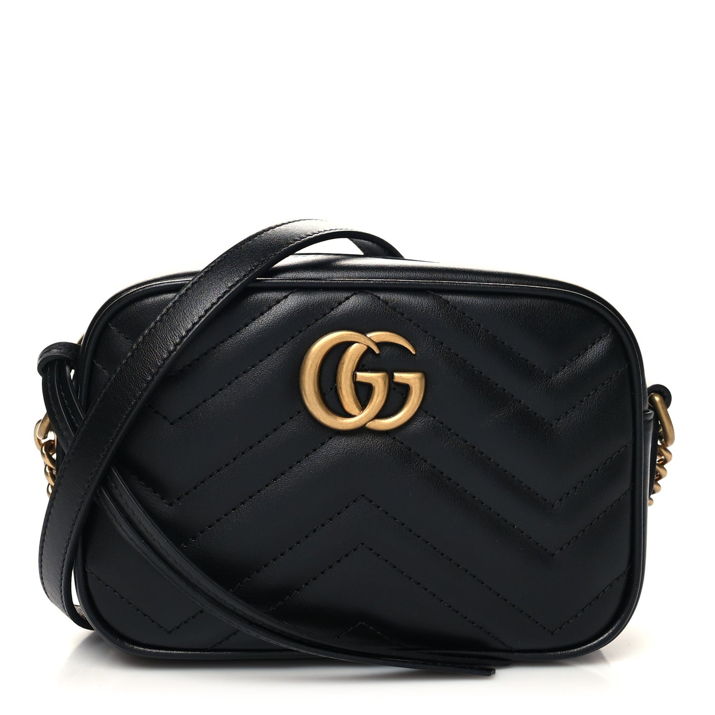 Calfskin Matelasse Mini GG Marmont Chain Shoulder Bag Black