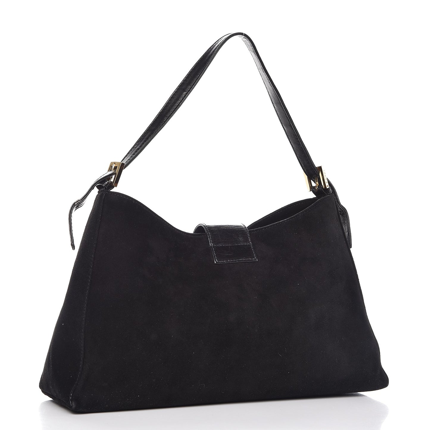 Suede Glitter Shoulder Bag Black