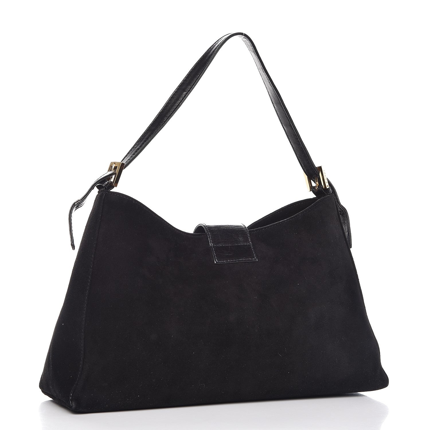 Fendi Suede Glitter Shoulder Bag Black 3 of 7