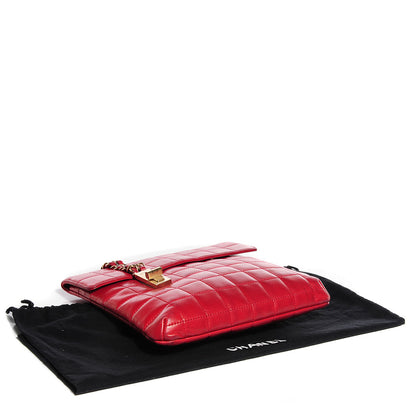 Chanel Lambskin Chocolate Bar Mademoiselle Flap Shoulder Bag Red 4 of 7