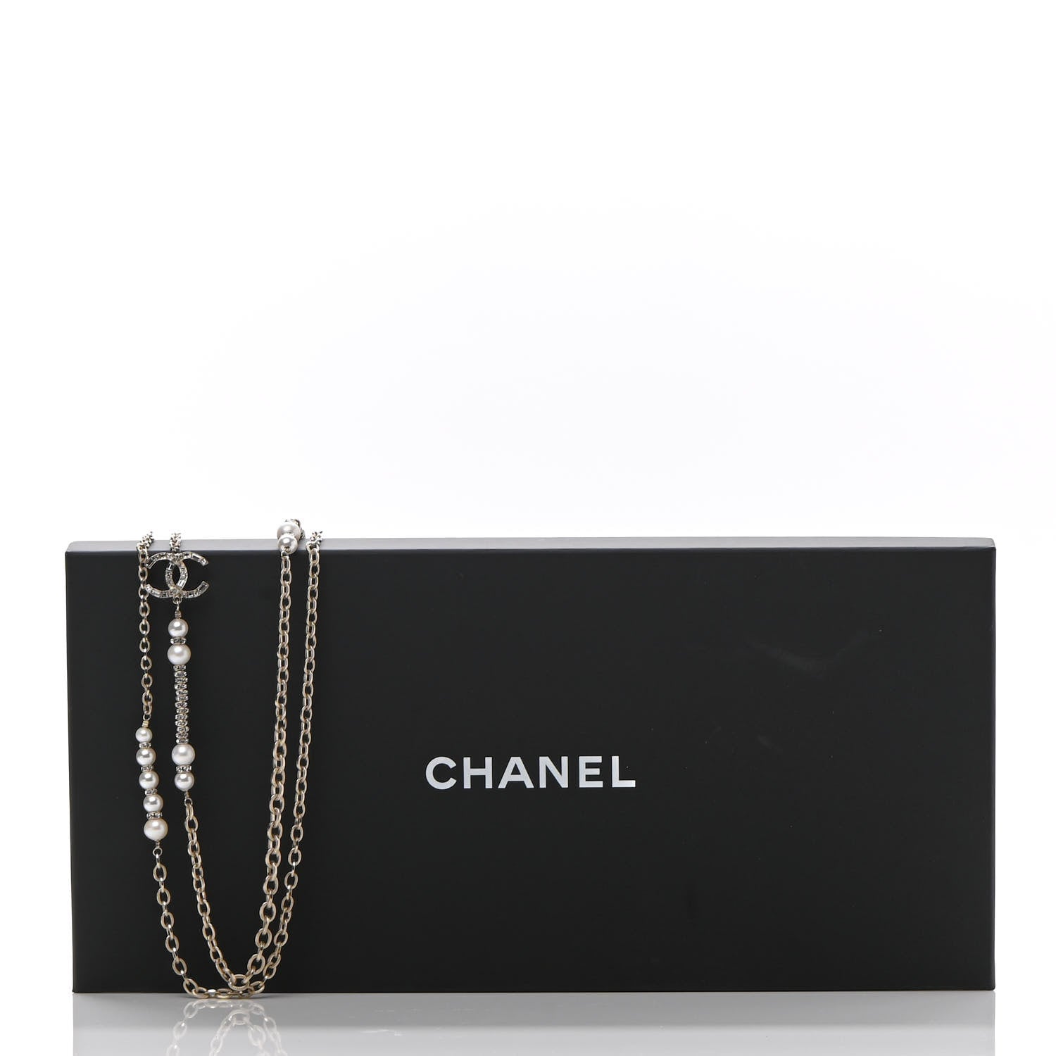 Chanel Pearl Crystal Nefertiti CC Long Necklace Gold 7 of 7