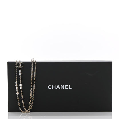 Chanel Pearl Crystal Nefertiti CC Long Necklace Gold 7 of 7