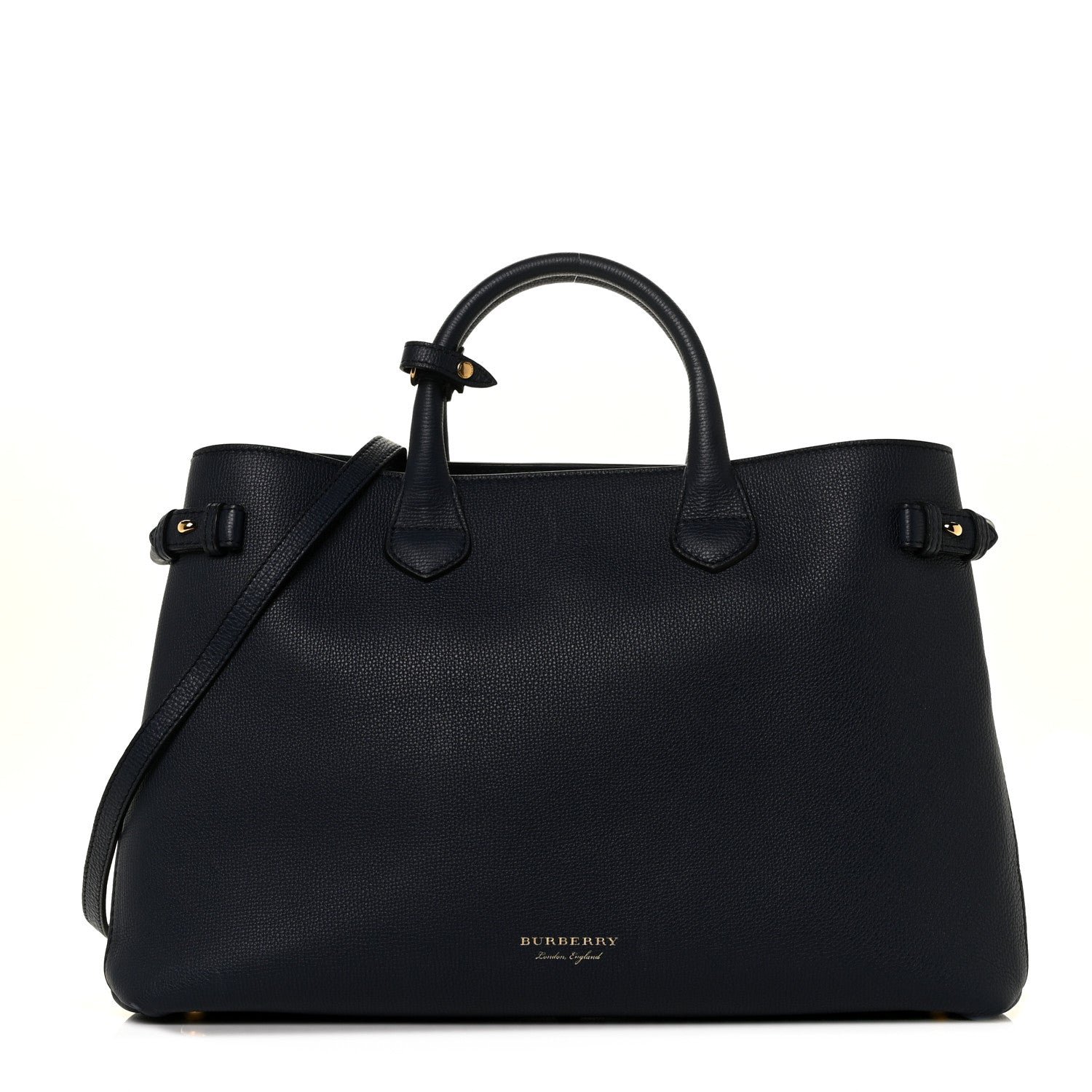 Burberry Grainy Calfskin House Check Large Banner Tote Ink Blue 1 of 8