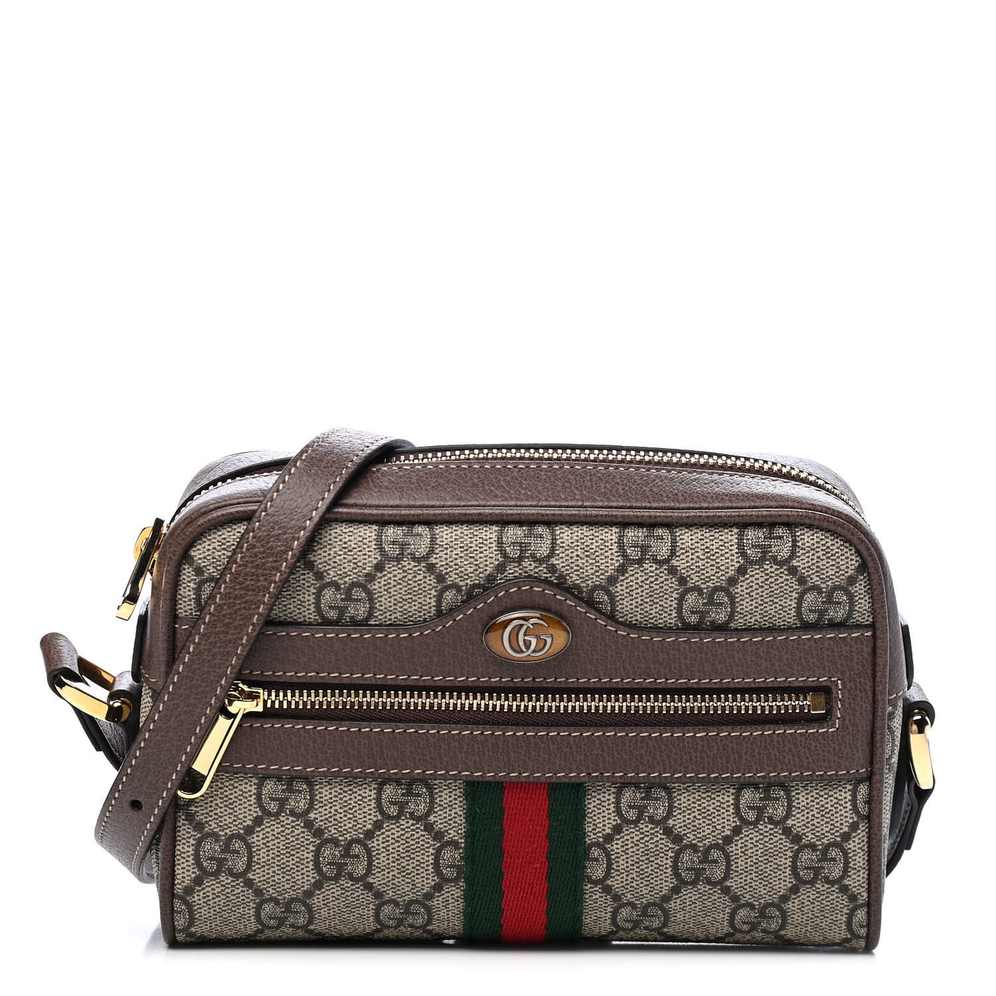 GG Supreme Monogram Web Mini Ophidia Shoulder Bag Brown