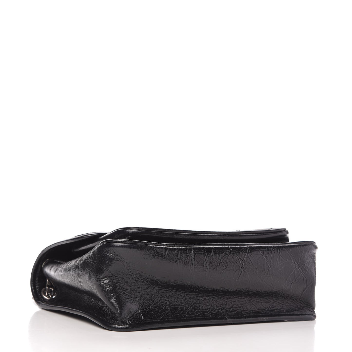 Crinkled Calfskin Matelasse Monogram Medium Niki Chain Satchel Black