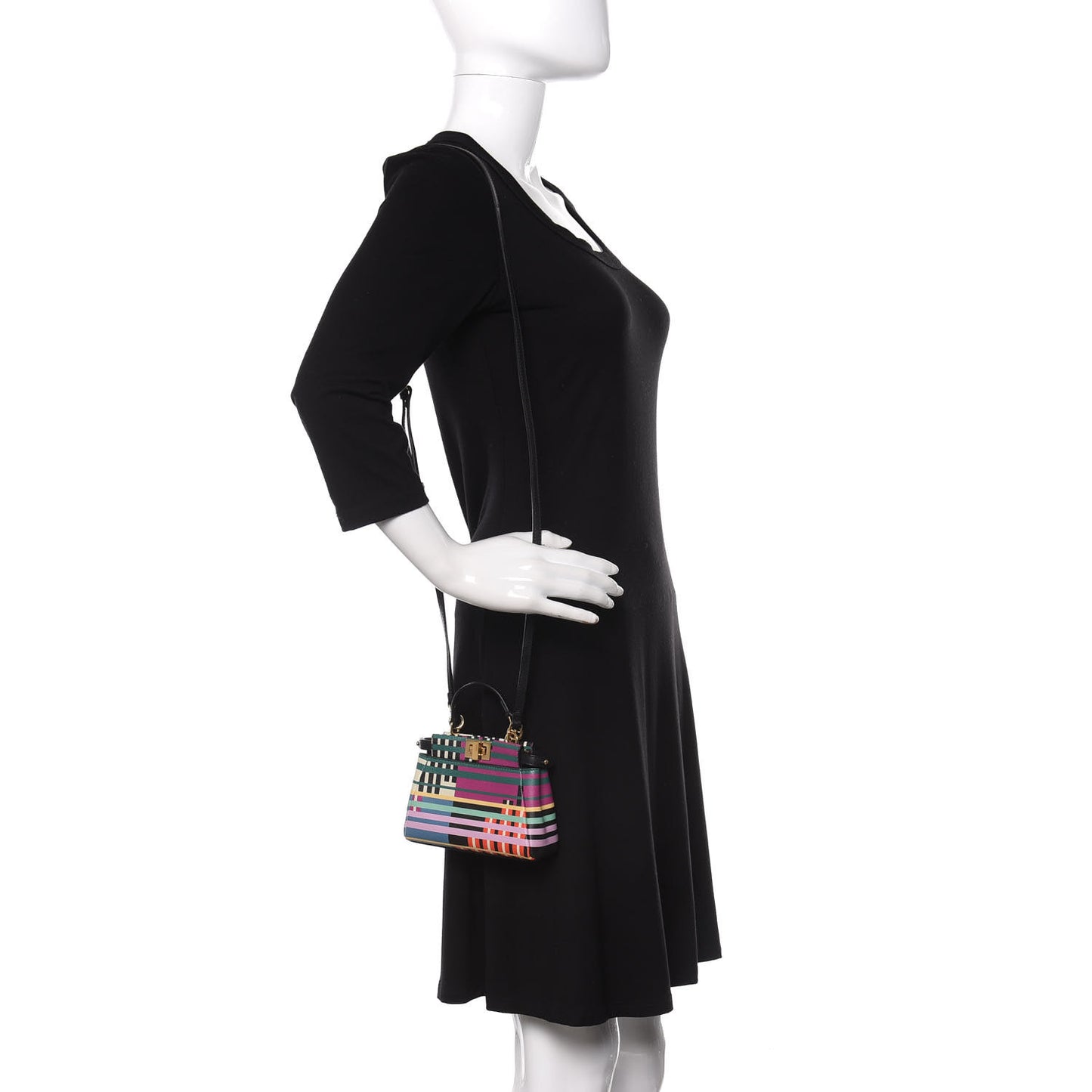 Vitello Seta Digital Print Micro Peekaboo Iconic Satchel Multicolor Black