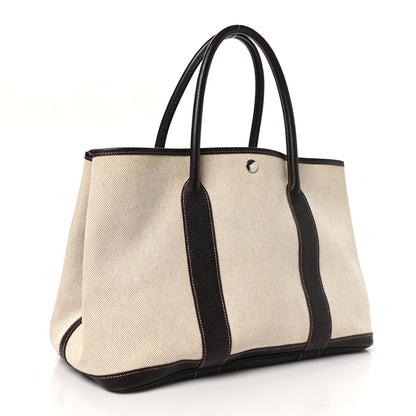 Hermes Buffle Skipper Toile Garden Party 36 MM Tote Marron Fonce 3 of 12