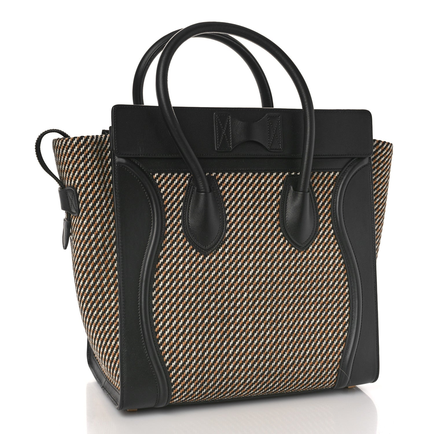 Celine Twill Smooth Calfskin Mini Luggage Dune Black 3 of 8