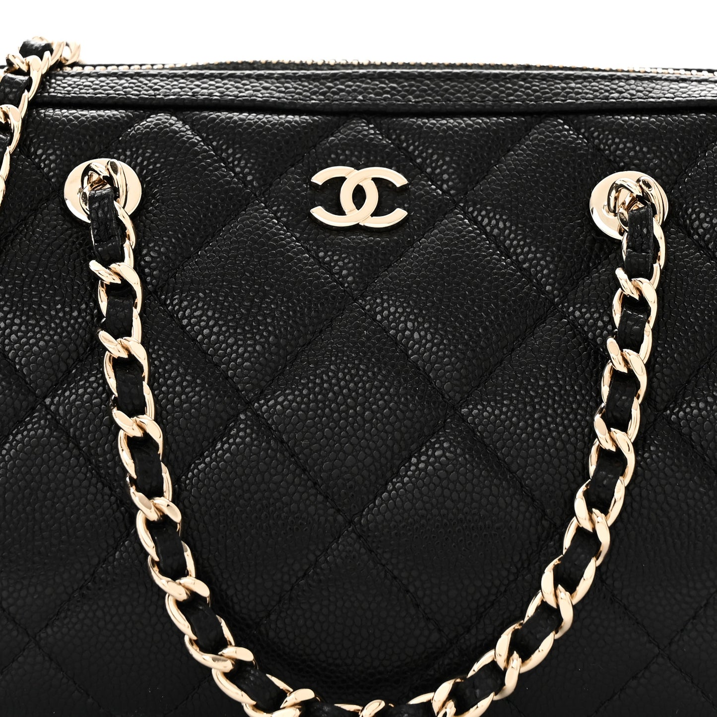 Caviar Quilted Classic Clutch with Chain Black