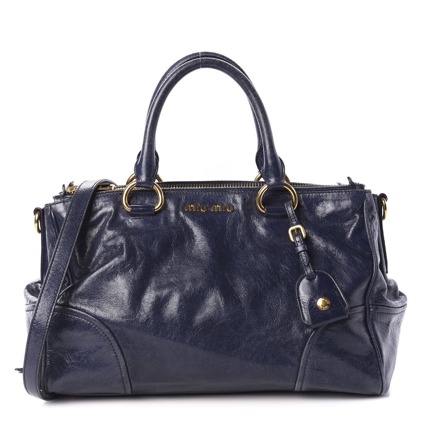 Vitello Shine Top Handle Satchel Bleuette