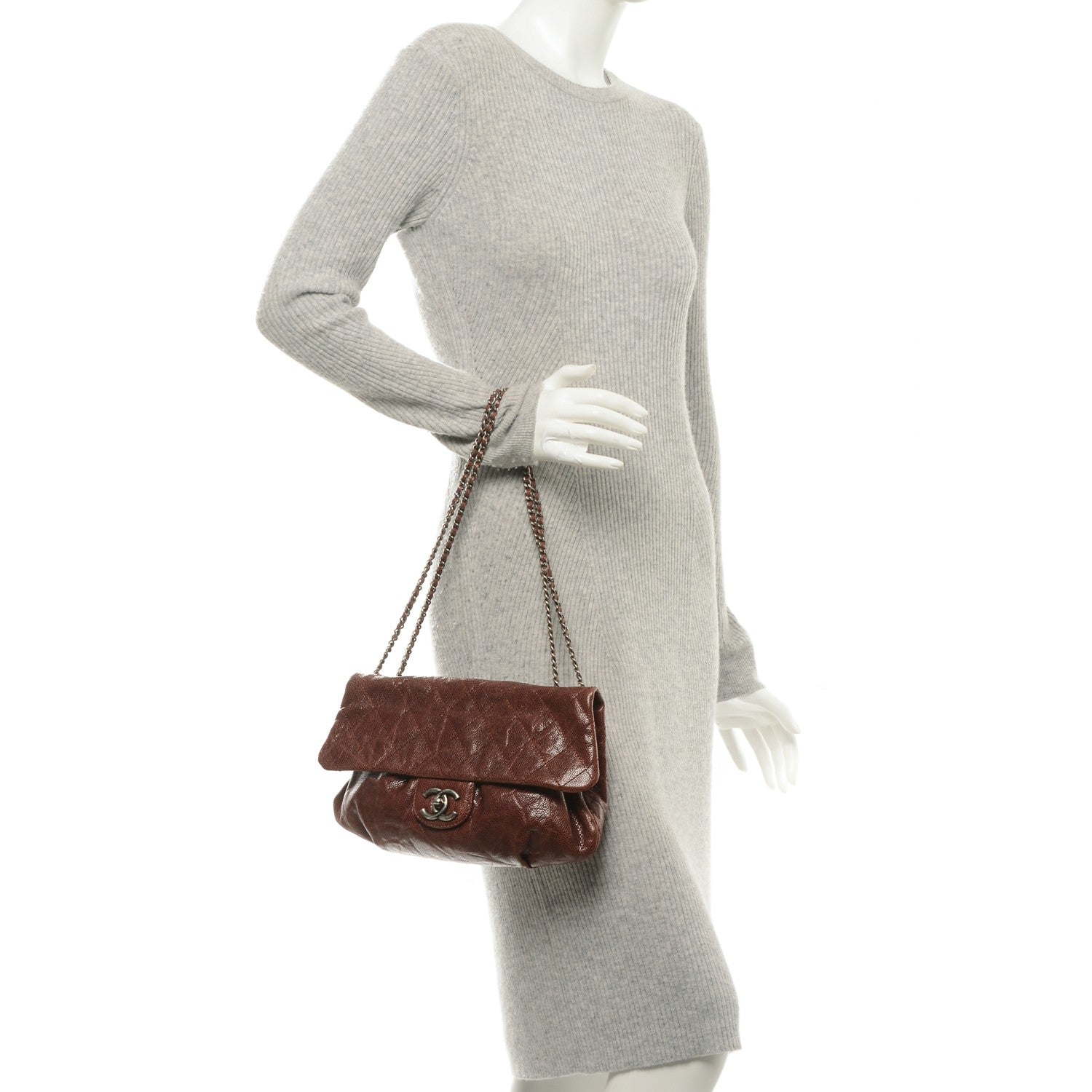 Chanel Crumpled Calfskin Quilted Medium Elastic Flap Bordeaux 2 of 8