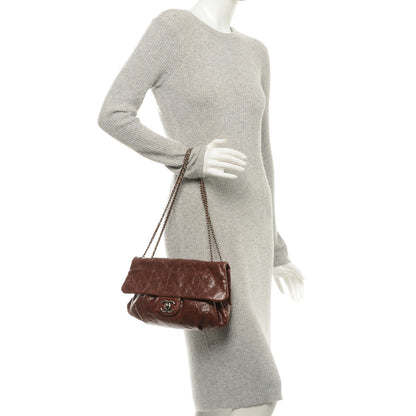 Chanel Crumpled Calfskin Quilted Medium Elastic Flap Bordeaux 2 of 8