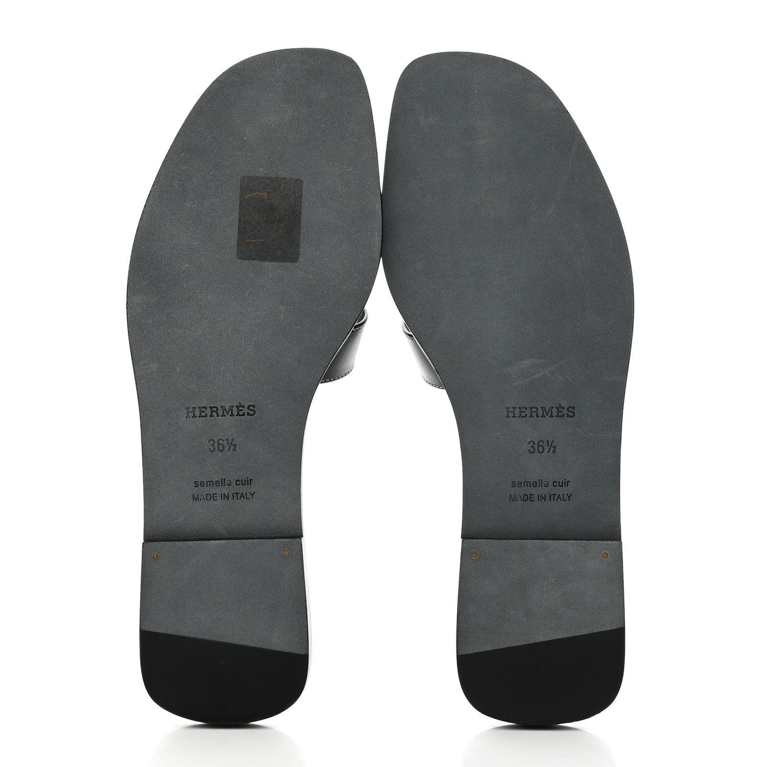 Hermes Box Calfskin Oran Sandals 36.5 Black 5 of 8