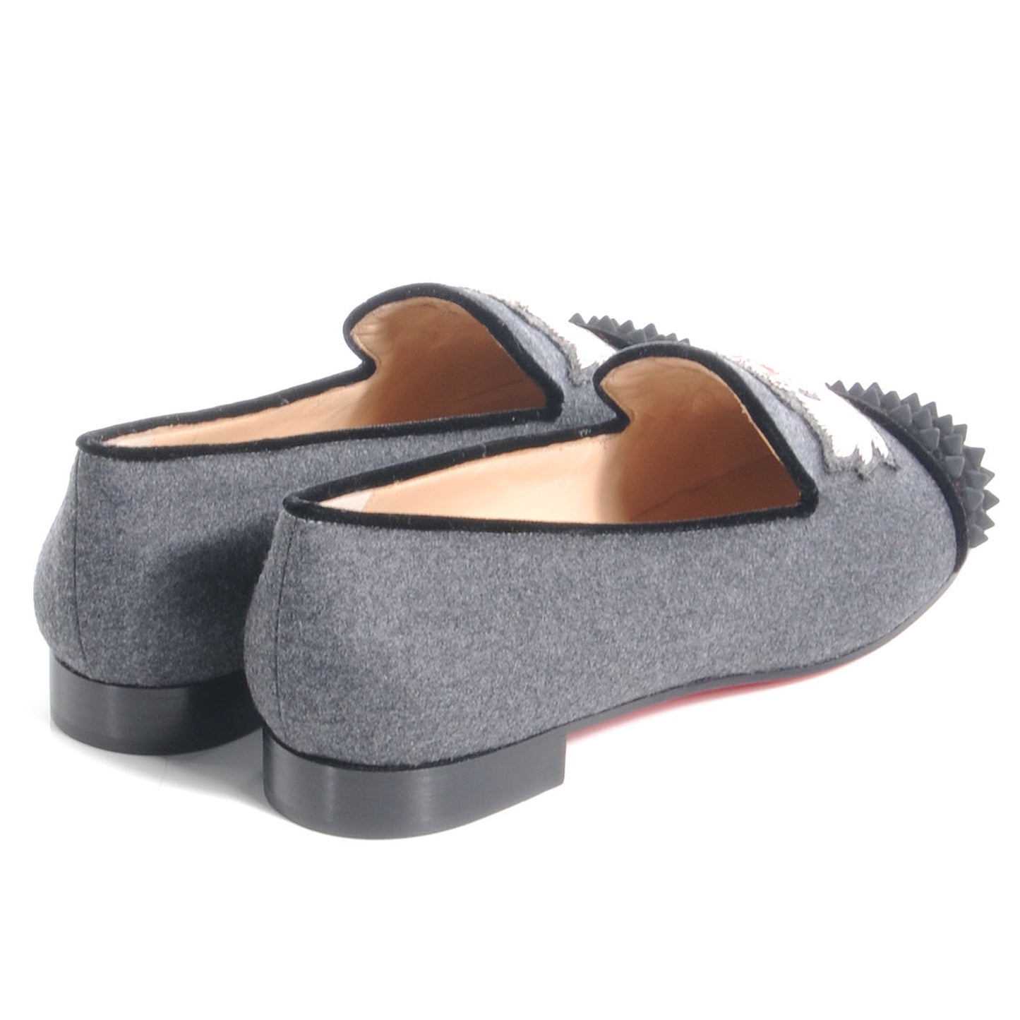 Flannel Spiked Intern Flat Loafers 41 Grey