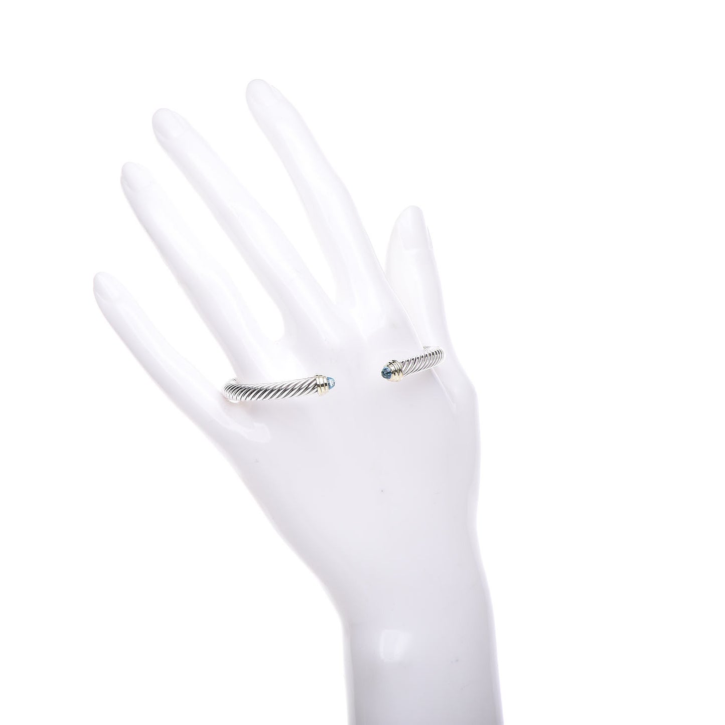 Sterling Silver 14K Yellow Gold Blue Topaz 5mm Cable Classics Petite Color Bracelet