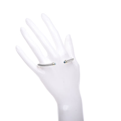 David Yurman Sterling Silver 14K Yellow Gold Blue Topaz 5mm Cable Classics Petite Color Bracelet 2 of 5