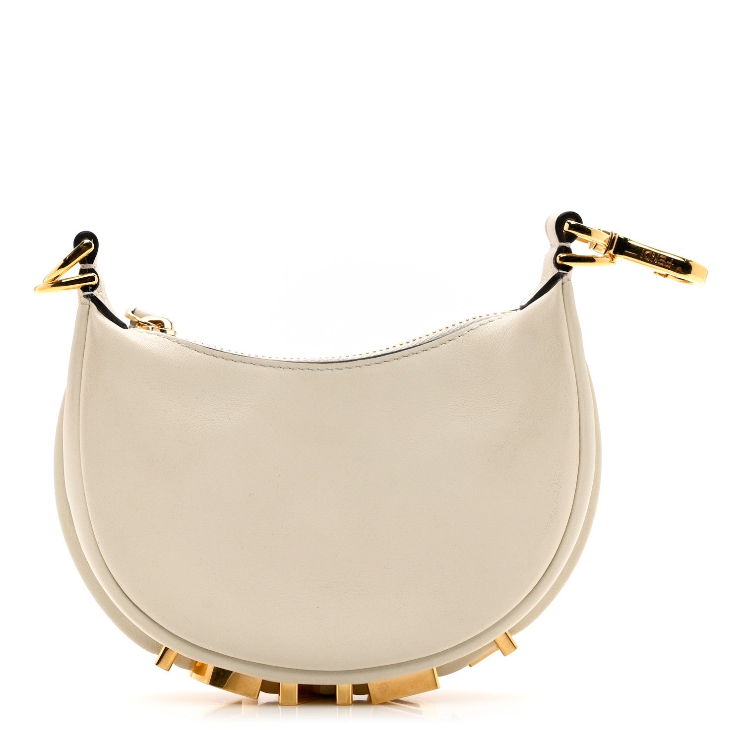Fendi Vitello Grace Matte Nano Fendigraphy Hobo Charm White Ice 1 of 7