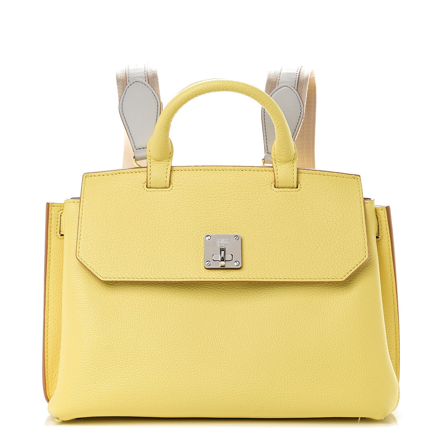 Pebbled Calfskin Medium Milla Backpack Custard Yellow