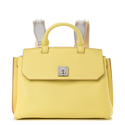 MCM Pebbled Calfskin Medium Milla Backpack Custard Yellow 1 of 10