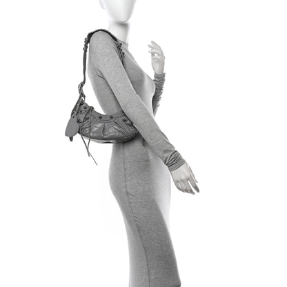 Balenciaga Extra Supple Calfskin Crocodile Embossed XS Le Cagole Shoulder Bag Balenciaga Grey 2 of 12
